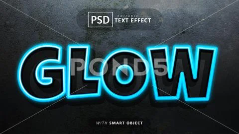Glow neon text effect editable PSDテンプレート
