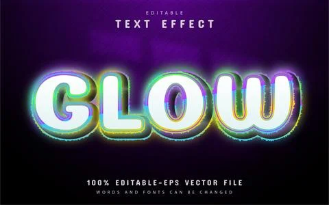 Glow neon text effect Stock Illustration