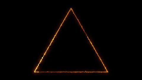 Glow neon Triangle  frame loop animation. Neon line Triangle border overlay anim Stock Footage 320358461