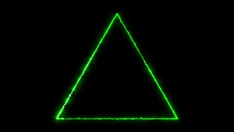 Glow neon Triangle  frame loop animation. Neon line Triangle border overlay anim Stock Footage 320358471