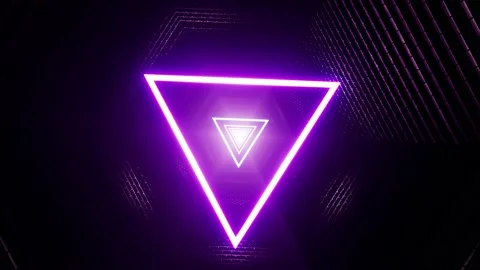 Glow Neon Triangle Light Dark Tunnel Background Video stock 201202215