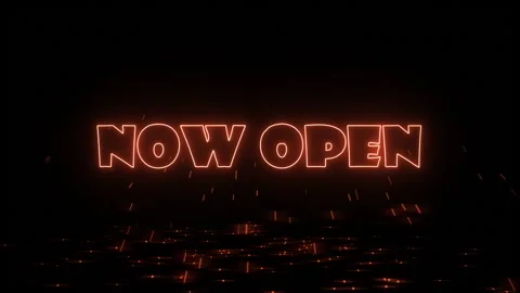 Glow Orange Animated Now Open Stock Footage 244895540