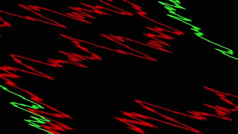 Glow particle effect red, green wavy pattern in dark Stock Footage 201326750