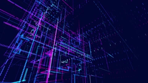 Glow particles form lines. Info concept lines and nodes, ai construction light Stock Footage 228651667