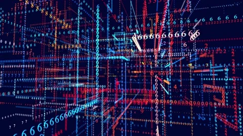 Glow particles form lines. Info concept lines and nodes, ai construction light Stock Footage 229807345