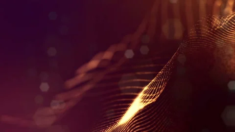 Glow particles form sci-fi cosmic background. looped 3d animation. Golden red Stock Footage 108488021