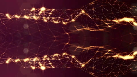 Glow particles form sci-fi cosmic background. looped 3d animation. Golden red Stock Footage 108491413