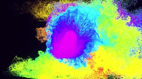 Glow particles spread like Ink effect. Luma matte as alpha channel. Emitter ball Stock Footage 169413625