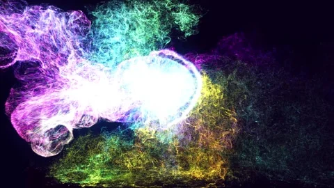 Glow particles spread like Ink effect. Luma matte as alpha channel. Emitter ball Stock Footage 281350991