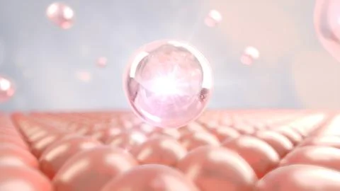 Glow pink bubbles drop to pattern cell skin. Stock Illustration