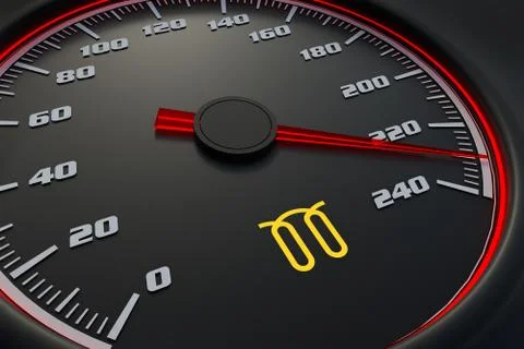 Glow plug light on car dashboard. 3D rendered illustration. 库存插图