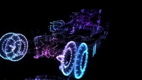 Glow points formation of 3d Model super car. Seamless loop UltraHD animation Stock Footage 123751545