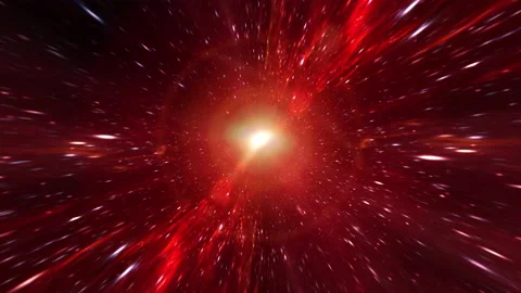 Glow red hyperspace tunnel through space time vortex loop background Stock Footage 160350473
