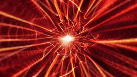 Glow red lights wiremesh power energy net tunnel Stock Footage 155673554