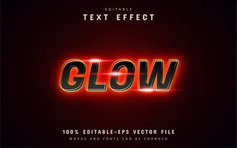 Glow red neon style text effect Stock Illustration