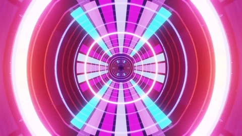 Glow sci fi symmetrical construction. Vj loop trendy neon tunnel. hi tech neon Video stock 231918662