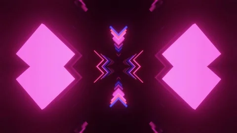 Glow sci fi symmetrical construction. Vj loop trendy neon tunnel. hi tech neon Video stock 232634071