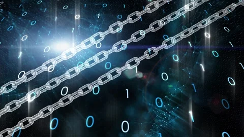 Glow shiny binary numbers cyberspace tech network animation Stock Footage 338405246