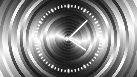 Glow shiny time clock looped on circle pattern background 스톡 동영상 337854075