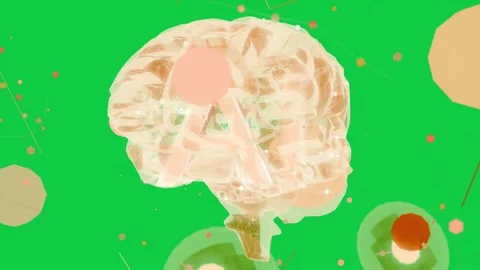 Glow sparking brain rotating, showing AI motif, nodes orbiting, mapping network Stock Footage 337173061