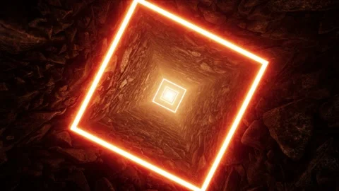 Glow Square Light Stone Cave Tunnel VJ Loop Stock Footage 201201689