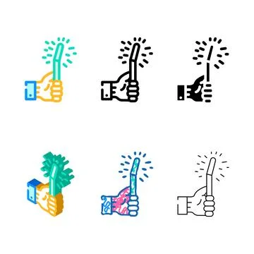 Glow stick color icon vector line concepts Stock Illustration