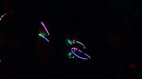 Glow sticks in the dark Stock Footage 40210752