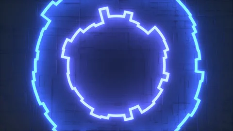 Glow Technology Neon Gears Frame Rotating In A Seamless Loop Stock Footage 306698683