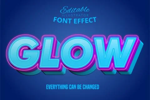 Glow text, 3d puple and blue editable font effect Stock Illustration