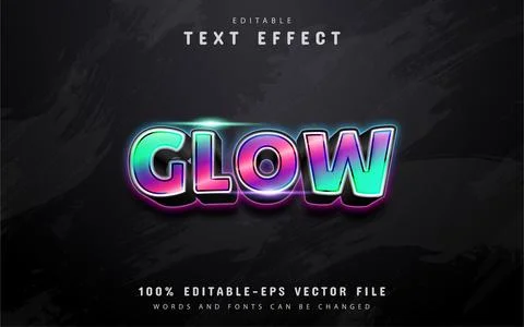 Glow text, colorful gradient text effect Illustrazione stock