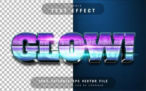 Glow text effect editable Illustrazione stock