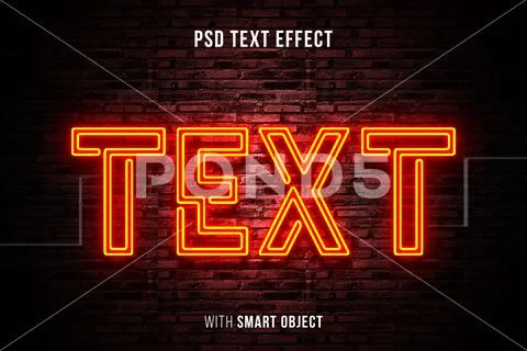 Glow text effect Modello PSD