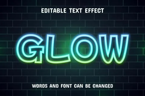 Glow text - neon text effect Stock Illustration