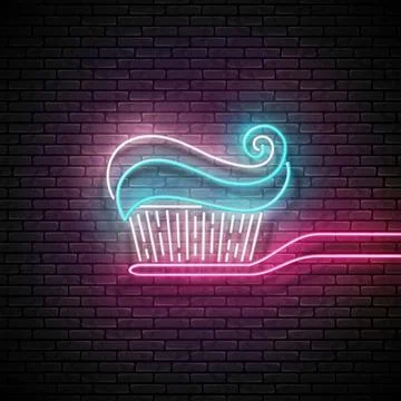 Glow Toothbrush with Toothpaste, Personal Hygiene Stock Illustration