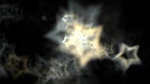 Glow yellow star shape effect in dark Stock Illustration