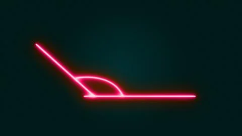 Glowing 135-degree angle simple geometrcal icon. Purple neon on a black bac.. Ilustración de archivo