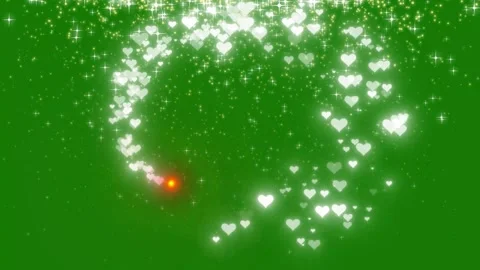 Glowing 2D Star Sparkle Animation Glitter Line Heart Shimmering Green 4K Stock Footage 339632736