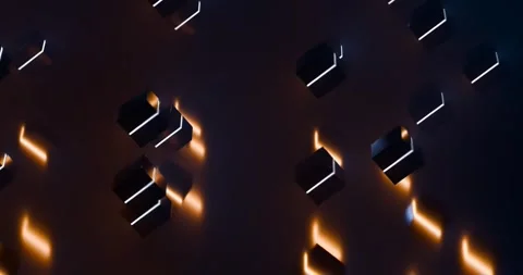 Glowing 3D Cubes on Dark Background looping animation Stock Footage 318846194
