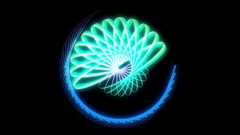 Glowing 3D geometric looping ellipses UI shape Stock Footage 79088843