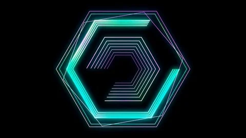 Glowing 3D geometric looping hexagons UI shape Stock Footage 79088803