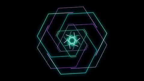 Glowing 3D geometric looping hexagons UI shape Stock Footage 79089925