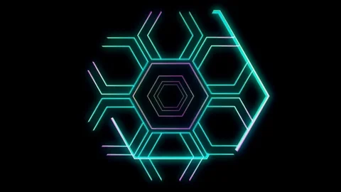 Glowing 3D geometric looping hexagons UI shape Stock Footage 79090127