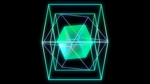 Glowing 3D geometric looping hexagons UI shape Stock Footage 79090701