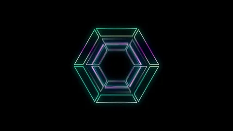 Glowing 3D geometric looping hexagons UI shape Stock Footage 79096884