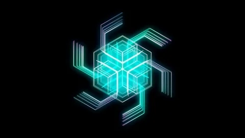 Glowing 3D geometric looping hexagons UI shape Stock Footage 79097019