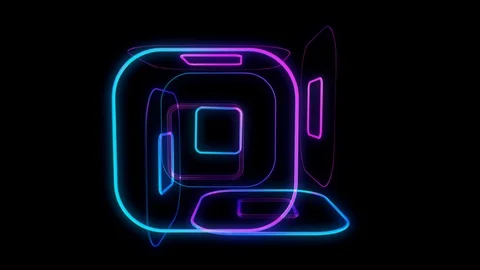 Glowing 3D geometric looping quad UI shape Stock Footage 79090587