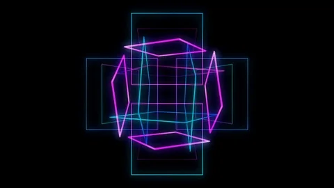 Glowing 3D geometric looping quad UI shape Stock Footage 79090703