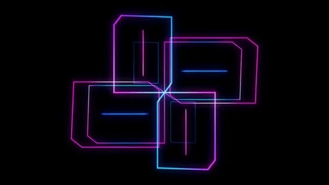 Glowing 3D geometric looping quad UI shape Stock Footage 79091443