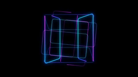 Glowing 3D geometric looping quad UI shape Stock Footage 79091539