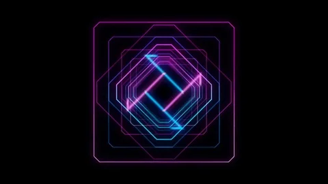 Glowing 3D geometric looping quad UI shape Stock Footage 79091672